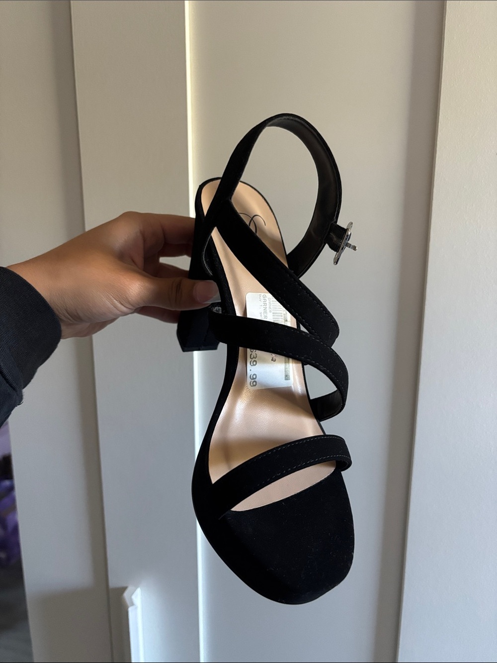 Delicious Black Strappy Block Heels